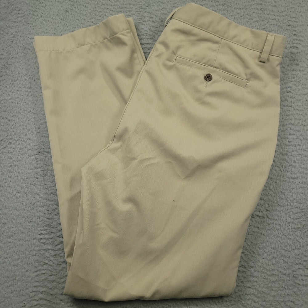 Caribbean Joe Let Go Men's‎ 38x32 Pants Polyester Rayon Herringbone Beige